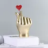 Decorative Objects Figurines Nordic Gesture Finger Figurine Love Heart Hand Ornament Modern Home Decoration Accessories Room Desktop Resin Sclupture 230406