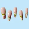 False Nails 24Pcs Gel Press On Wearable Stripe Pattern Finished Fingernail Detachable Fake Nail Tips