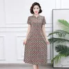 Feestjurken met korte mouwen, vintage print, zomer lang, voor dames, Chinese kraag, casual vakantie, damesjurk, elegante kleding