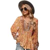 Women's Blouses Retro Bohemian Style Blouse Woman Tops Blusas Spring Autumn Long Sleeve Shirt Top