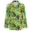 Women's Blouses Green Avocado Casual Blouse Fruit Print Office Custom Women Long Sleeve Loose Shirt Summer Oversize Clothing