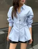 Kadınlar Tişörtler Güney Kore Şık Sonbahar Azınlık Mizaç Kazısı Tek Kısacası Tek Kısacası Tasarım Bel Slimmer 100 Uzun Kollu Gömlek Kadın