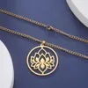 Chains Sipuris In Flower Lotus Necklace For Women Stainless Steel Gold Color Hollow Plating Pendant Jewelry Accessories Gifts