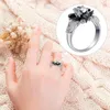 Anneaux De Mariage Bague Noire En Forme De Chauve-Souris Placage Simple Fille Fête Multicolore Alliage Couleur Zircon Personnalité Or Mode Bijoux De Fiançailles