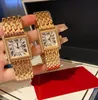 Orologi di moda di lusso per lui e per lei orologi da serbatoio vintage Diamond Gold Platinum orologio al quarzo rettangolare orologio in acciaio inossidabile regalo di moda per coppia