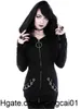 Women's Hoodies Sweatshirts Women Punk Hoodie Sweatshirt 2022 Autumn Long Seve Iron Ring Hooded Zipper Jackets Casual Black Tops Fa Clothes 0407H23