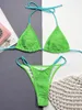 Women's Swimwear Wrinkled Halter Brazilian High Cut Bikini Female Swimsuit Women Two-pieces Set Bather Bathing Suit Swim Lady