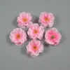 Partihandel 100st konstgjorda persikblommorhuvuden Spring Silk Peach Craft Diy Flower For Wedding Home Decoration