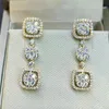 Cenne kolczyki na kolczykach wypełnionych białym złotem Diamond Party Wedding Drop Kolczyki dla kobiet -ślubnej biżuterii
