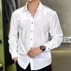 Camisas casuais masculinas ouro veludo britânico lapela colarinho manga longa camisa tendência marca moda coreana cor sólida homens negócios vestido fino