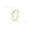 Tiffanybead halsband Tiffanyjewelry Desginer High Version T Willow Leaf Ring Female White Copper pläterad med 18K Real Gold Simple and Personalized Civersatile Leaf R