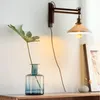 Wandlampen Japan Minimalisme opvouwbare houten arm moderne industriële led -glans woning decor slaapkamer studeer woonkamer verlichtingsarmatuur