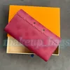 Heren Long Wallet Bag Women Designer Wallets Cardholder Pas Passporthouders Zwarte reliëf Kaarthouders Luxe roze munt Portemonnees Key Pouch Cross Body Clutch Bags