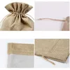 Sacs de rangement 25pcs Présent Bijoux Pochette Naturel Burlap Party Favoris Anniversaire Portable Pour Candy Lin Cadeau Sac Rustique Avec Cordon Petit