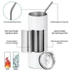 12/15/20/30 oz Sublimation Tumblers with Straws Lid Stainless Steel Double Wall Vacuum Insulated Cups Travel Mug Gift for Men and Women 1107