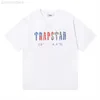 Camisetas masculinas trapstar multicolor letras impressas de alta qualidade de algodão duplo algodão casual camisetas de mangas curtas soltas para homens e mulheres