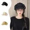 Berets Frauen Achteckige Hut Herbst Winter Sboy Cap Wolke Form Gefaltetes Festes Vintage Baskenmütze Koreanische Weibliche Einfache Casual Maler kappen