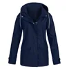 Women's Trench Coats Windproof Zipper Up Long Jackets Autumn Winter Oversize Outdoor Hooded Casual Waterproof Hiking