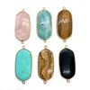 Pendant Necklaces Ovxxons 1 Pcs Natural Stone Turquoise 23x53mm Oval Painted Double Hole Connector DIY Accessories