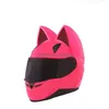 Capacetes de motocicleta Nitrinos Marca Capacete Fl Face com Orelhas de Gato Quatro Temporada Cor Rosa Entrega Mobiles Motocicletas Acessórios Dhfeq