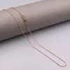 Kedjor äkta Real 18K Rose Gold 1mm Singapore Link Chain Halsband för kvinna 16 tum