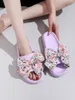 Pantofole 2023 Summer Women Beach Travel Handmade Fai da te Cloud Antiskid Integrated Molding Purple Bow Eva Lady Shoes