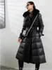 Women Down Parkas TXII Moda Mulher Winter Wood Coats 2023 Lady Trench Coat Collar Fur Long feminino Outwear 231108