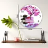 Wall Clocks Flower Pink Orchid Reflection Silent Clock Kitchen Living Room Bathroom Bedroom Office Decorative Hanging