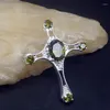 Pendentif Colliers Bijoux De Mode Unique Véritable 925 Argent Sainte Croix Vert Péridot Magique Collier Cadeaux Pour Femmes Filles 20233996