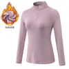 Damen Herbst Und Winter Plus Samt Sport Langarm High Bomb Tight Lauftraining Shirts Fitness Yoga Kleidung Stehkragen Pullover Lu-38