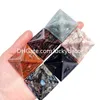 Mini pyramide d'oeil en cristal de quartz qui voit tout, cadeaux mixtes, Labradorite, œil de tigre, acajou, obsidienne noire, Que Sera, point de tour en pierre avec statue de sculpture de l'œil de la Providence