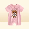 Newborn Baby Clothes Unisex Short-sleeved Cotton Little Print BearNew Born Baby Boy Girl Romper Jumpsuit7114303