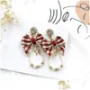 Dangle Chandelier Fashion Bohemian Style Personality Long Earring With Fabric Bow Ribbon Girls Earrings Jewelry Drop Dh45B