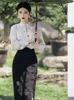 Abbigliamento etnico Cheongsam Qipao Primavera e autunno Set Gonna Camicia jacquard da donna retrò slim di fascia alta Chi-pao Abito mezzo cinese