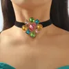 Choker Gothic Punk Rhinestone Blawling Women's Naszyjnik Moda luksusowa impreza klubu ślubnego dla kobiet biżuteria