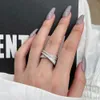 silver color cz cross ring women finger jewelry micro pave rectangle round cz paved luxury sparking engagement rings