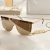 Designers Lunettes de soleil ovales à demi-monture pour hommes et femmes Lunettes de lumière polarisées en métal de haute qualité Lunettes de soleil avec support en T Protégez l'étui et la chaîne CL40308