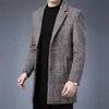 Jaquetas masculinas 2024 roupas de marca inverno cashmere xadrez jaquetas homens inteligente casual moda único breasted oversized trench coat S-4XLzln231108