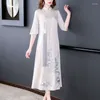 Etniska kläder 2023 kinesisk traditionell chiffong aodai qipao klänning kvinnor vintage casual daglig elegant parti vestidos