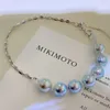 Ankiety Naturalne wodę morską Akoya Silver Blue Pearl 925 Sterling Multi Beade Bransoleta Moda Prosta biżuteria dla kobiet dziewczęta 231108