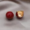 Pendientes de aro Diseño francés Joyería de moda Chapado en oro de 18 quilates Esmalte en forma de U simple Redondo Elegante Accesorios de trabajo diario para mujer