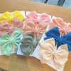 Saç aksesuarları 3pcs/set sevimli pamuklu macaron renk yaylar çocuklar için çocuklar için bebek tatlı bowknot elastik saç bandı başlıklar