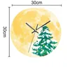 Wall Clocks Luminous Clock Glow The Dark Xmas Tree Bedroom Christmas Moon Wooden Silent Decor