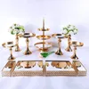 Narzędzia do pieczenia złoto 4-11pcs krystaliczny metalowy stojak na ciasto Zestaw Acryl Mirror Dekoracje Dekoracje deserowe na przyjęcie weselne