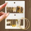 Серьги-кольца IFKM с жемчугом и леопардовым принтом, висячий комплект, акрил золотого цвета для женщин, модные ювелирные изделия с бабочкой