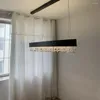 Lampadari Lampadario moderno rettangolare Illuminazione per sala da pranzo Lampada a sospensione oro / bianco / nero Decorazioni per la casa creative Cucina Crystal Light