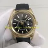 12 Style Zdjęcie Zegarki mechaniczne Nowy model Mężczyźni 42mm 326235 żółte złote czarne tarcze 326238 Gumowa bransoletka Azja 2813 Ruch 326933 Automatyczny zegarek