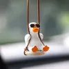 Interior Decorations Creative Adjustable Car hanging ornaments Ducklings modeling plaster swing rearview mirror decoration car interior pendant AA230407