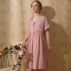 Kvinnors sömnkläder Pure Cotton Night Dress Women Summer Princess Nightwear Vintage Short Nightgown Sweet Ruffle Sleeve Loose Loungewear