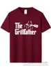 Magliette da uomo Moda The Grillfather Grigia Divertente BBQ Grill Chef Maglietta in cotone a maniche corte TShirt 230407